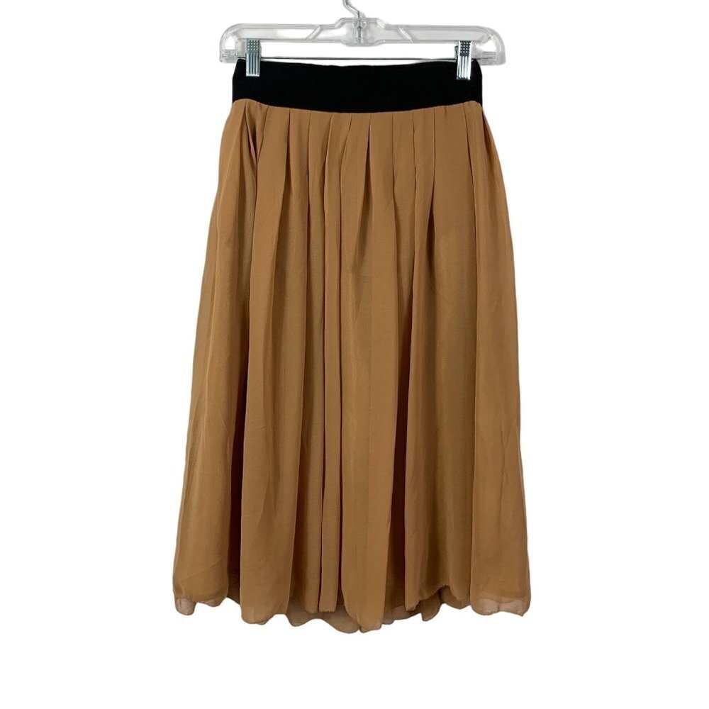 Lush Women's Long Shear Tan Skirt w/ Pockets - Picture 2 of 6